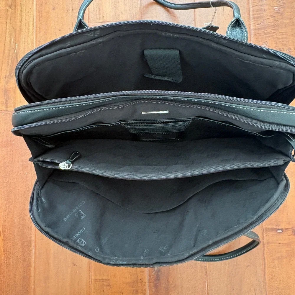 Giani Bernini Laptop Tote Bag Multi-Compartment‎ Leather, Womens Large Black